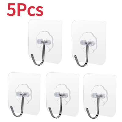 5/10/20Pcs Self-Adhesive Hook Transparent Door Wall Hook Child Heavy Load Rack K