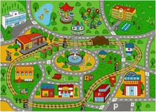 Car Play Mat, Car Play Mat, 50 * 80CM, Non-Slip Road Mat for Toy Cars, Funny Ca