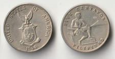 1944 Philippines 5 centavos coin