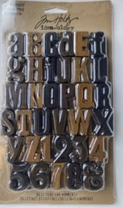 Tim Holtz idea-ology Letterpress Wood Set ~35 Alphabet & Numbers ~#TH93130