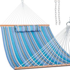 Lazy Daze Hammocks 12 FT Quilted Fabric Double Hammock with Spreader Bars and...