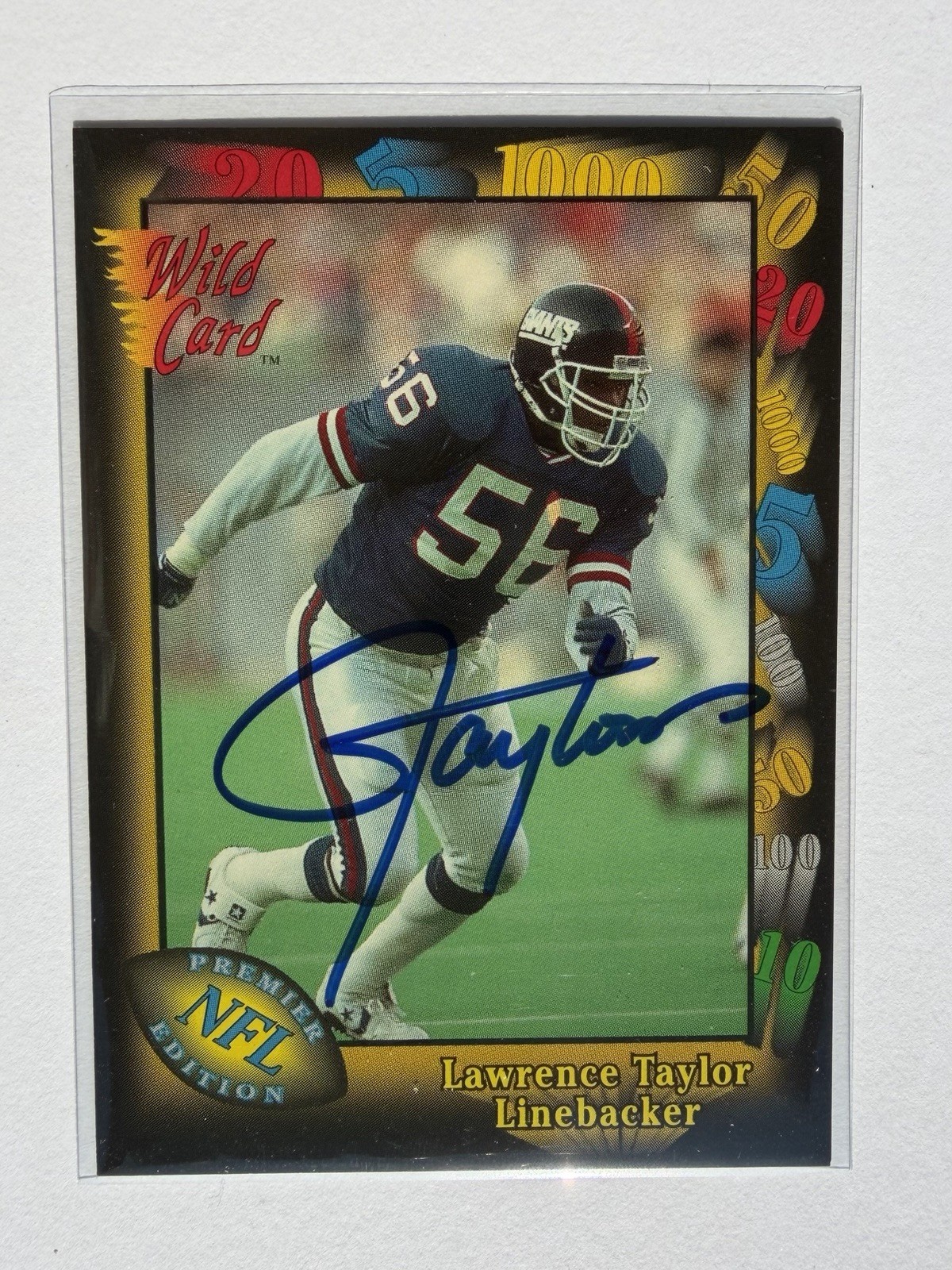 Lawrence Taylor #144 Football Cards 1991 Wild Card trading card — raw and PSA graded price guide