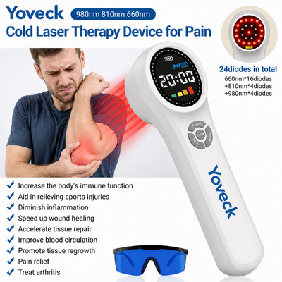 Cold Laser Therapy 1760mW 24 Diodes Device for Arthritis Wound Healing 810/980nm