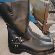 Dingo Black Harness Leather Boots Mens Size 1...