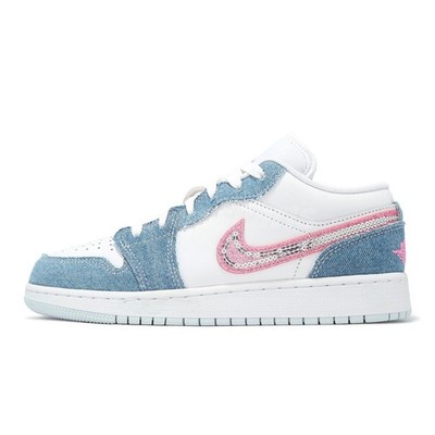 Nike Air Jordan 1 Low SE GS AJ1 Denim Sequin Kids Youth Women