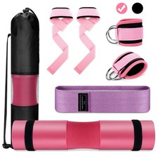 Gym Barbell Pad Set: Hip Thrusts Pad for Squats Ankle Strap for Cable Machine...