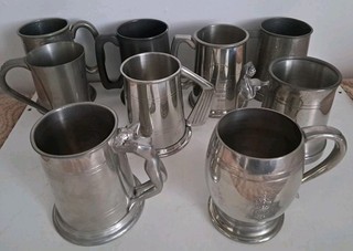 9 PEWTER TANKARDS (2.8Kg)