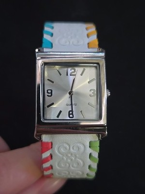Women Watch Quartz St.Steel Back  Japan Movt Colorful Cuff Ban- Needs Battery-