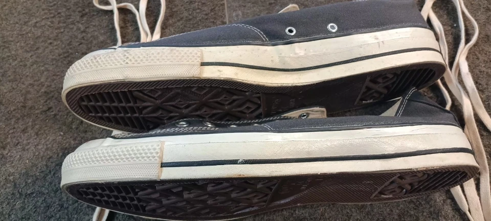 VINTAGE CHUCK TAYLOR CONVERSE 70s BLACK LABEL GRAY LOW TOP SZ 14 1/2 USA - Image 2 of 4