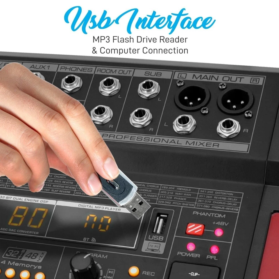 Pyle 8Ch DJ Controller Sound Mixer w/380 DSP Effects - Image 3 of 4