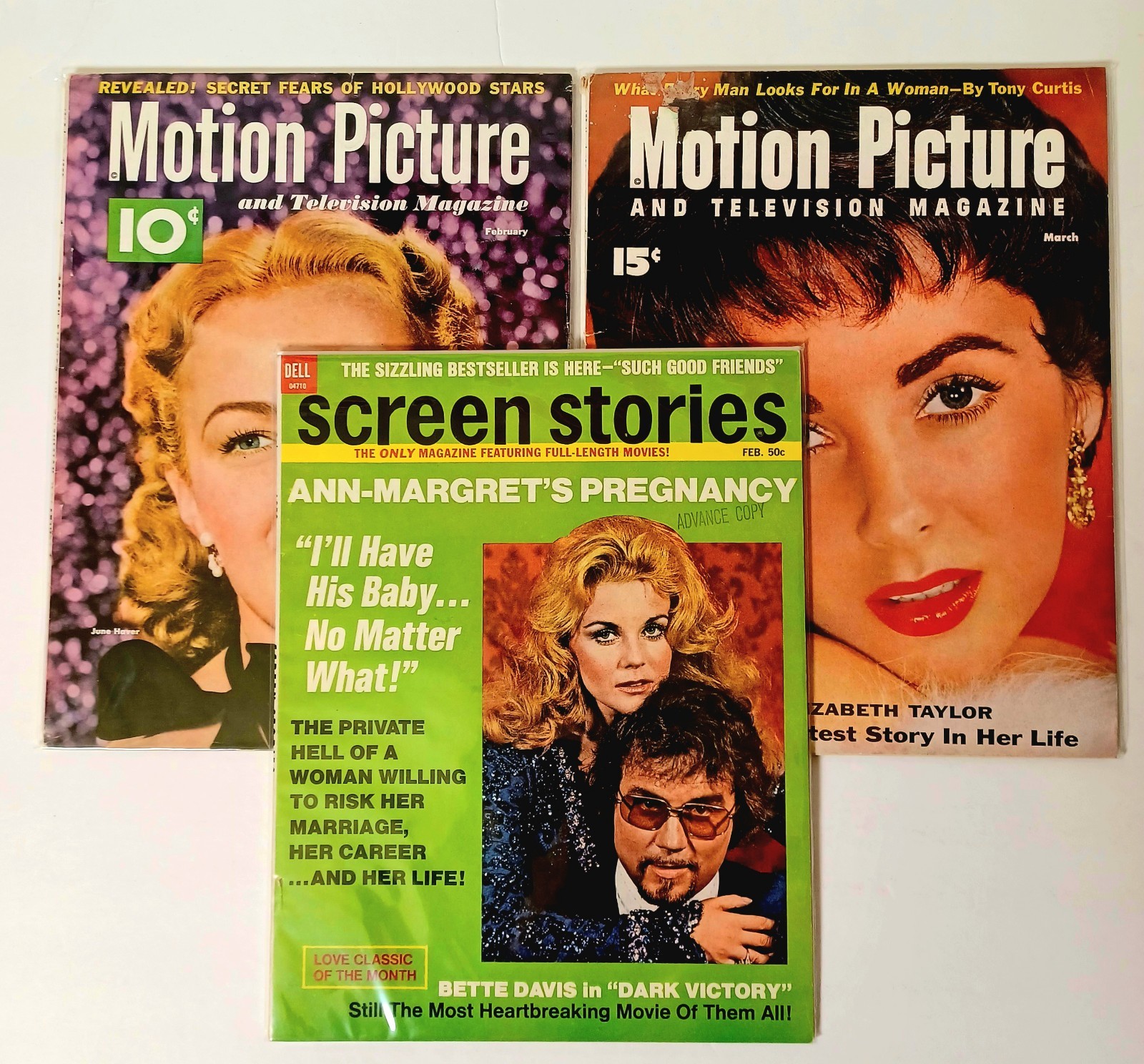 Motion Picture And Television, Screen Stories Lot Of 3 Vintage Magazines 50's
