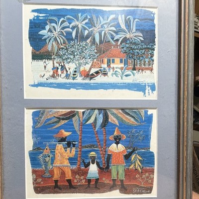 Set of 2 Catherine Gallian St. Clair Prints lively tropical scenes