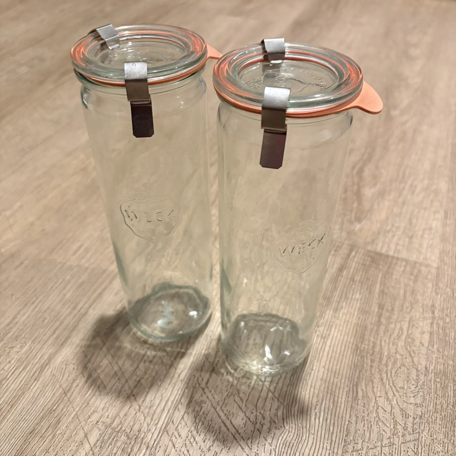 Weck 905 Cylindrical Jars, 16.9 Ounce, Lids, Seals and Clamps, Set of 2