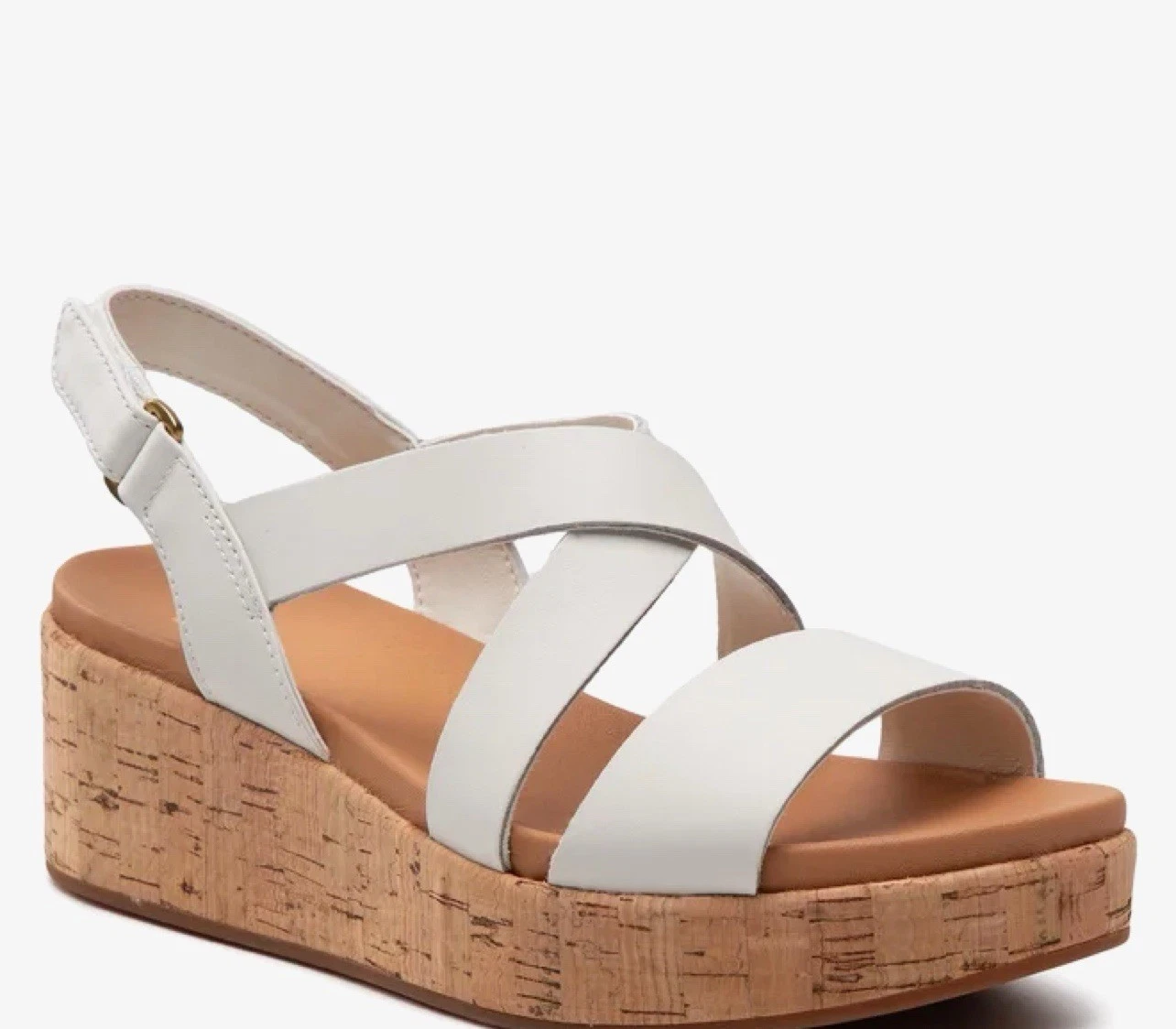 Sandali Clarks Kimmei in sughero bianco pelle plateau zeppa cinturino UK 7 E 41