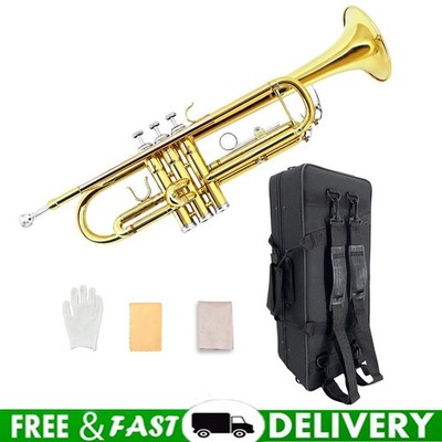 Bb Gold Trumpet with 7C Mouthpiece Hard Case Strap Perfect for Music Enthusiasts