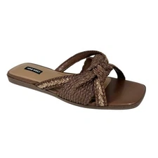 Nine West Women's Omansa Square Toe Casual Flat Sandals Dark Brown Size 10M