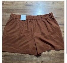 Nine West Size XL Nwt Women Mid Rise Elastic Waist Brown Cinnamon Dress Shorts