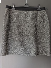 Marks and Spencer Skirt Size 16 Black White Knit Knee Length Smart Office Work