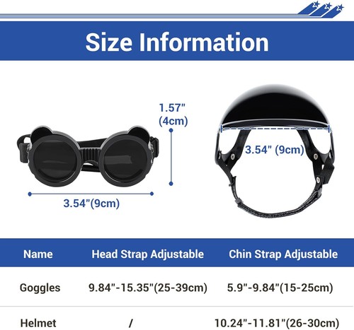 Extra Small Dog Goggles and Xsmall Dog Helmet, 2Pcs Anti-Uv Doggy Sunglasses Cat - Afbeelding 3 van 7