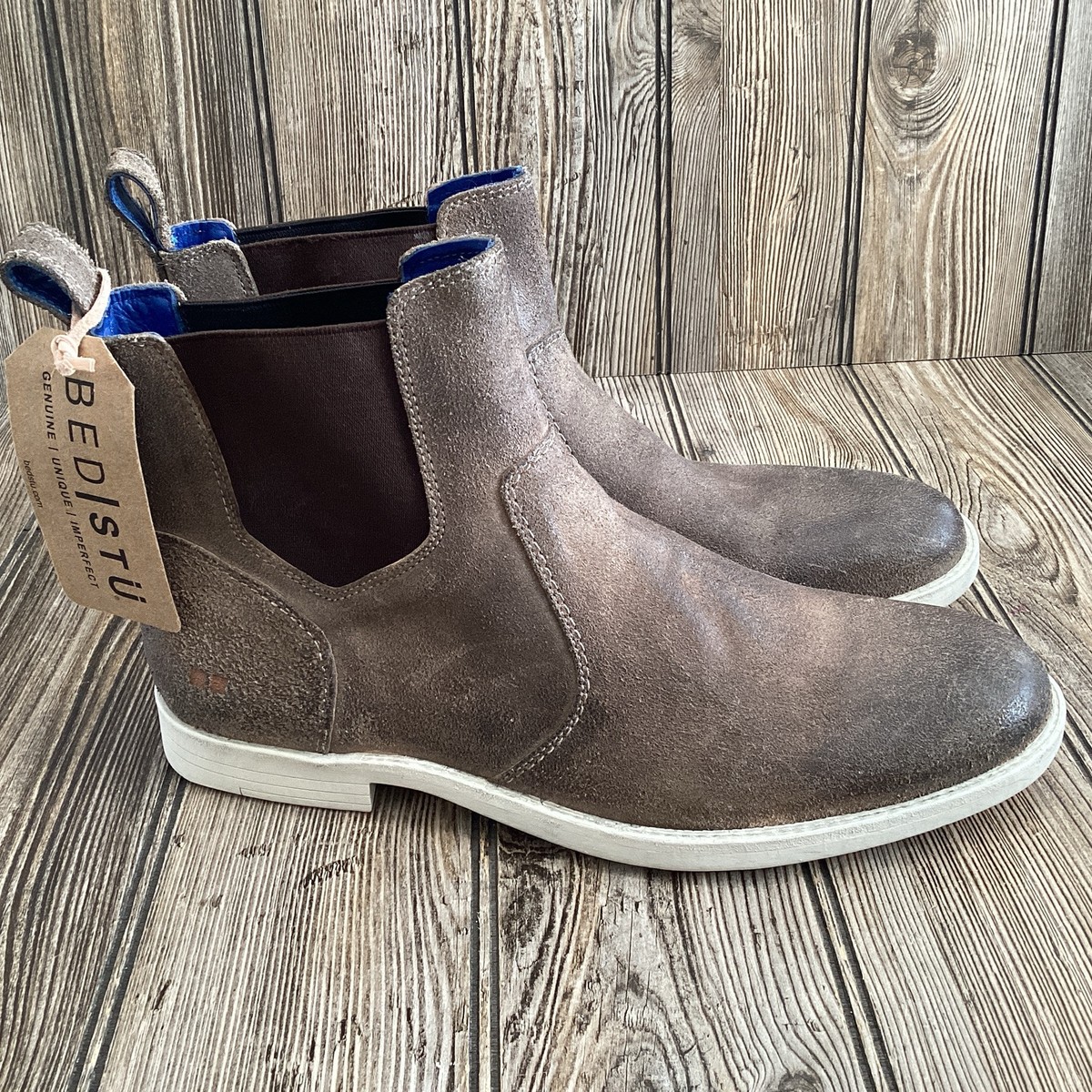 Bed Stu Mens Vasari Taupe Distressed Suede Ankle Chelsea  display picture 1
