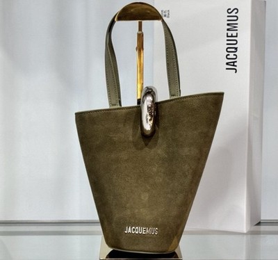 Jacquemus Le Petit Panier Seau Olive Suede Bucket Bag  Tote Crossbody Handbag
