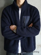 NEW Winter Warm Jacket Men Stand Collar Zip Thicken Fleece Thermal Coat