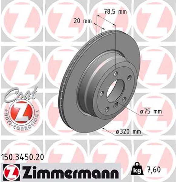 2X Zimmermann Bremsscheibe Coat Z 150.3450.20 FüR E72 BMW E70 X6 E71 X5 F15 F86-image