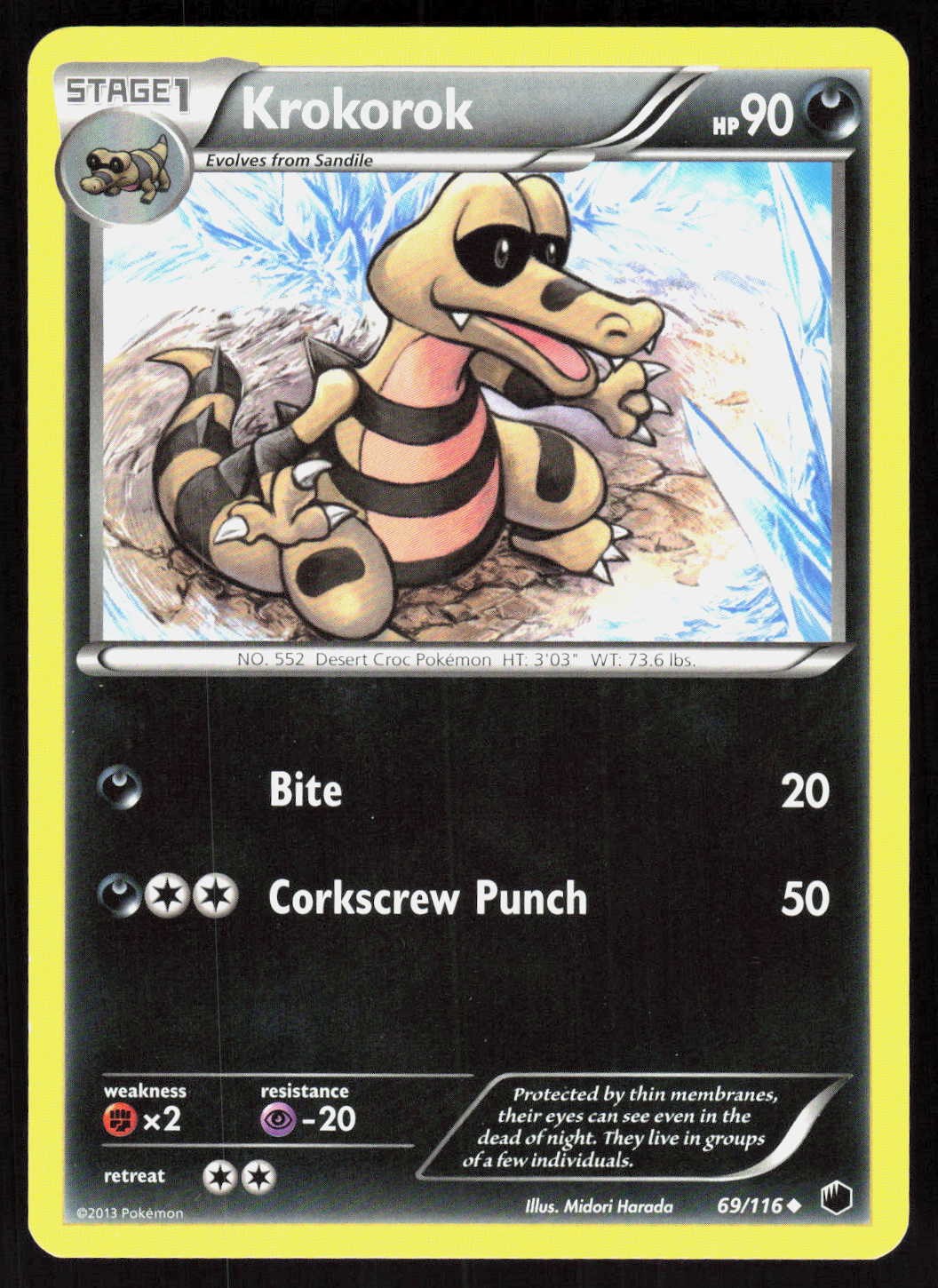 Krokorok 69/116 Uncommon Plasma Freeze Pokemon EN Near Mint