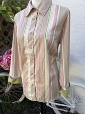 CATO Women's Pink Striped Flip Cuff Button Up Blouse Size 14/16W Collared LS