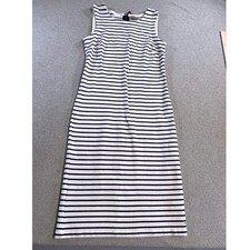 Tommy Hilfiger Striped Sleeveless Midi Dress Navy White Size M Preppy Classic
