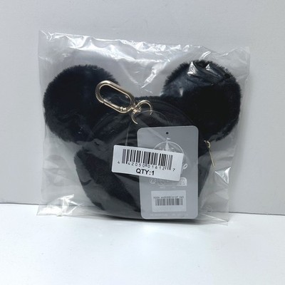 Disney Parks Mickey Mouse Icon Plush Coin Purse Bag Charm Black | eBay