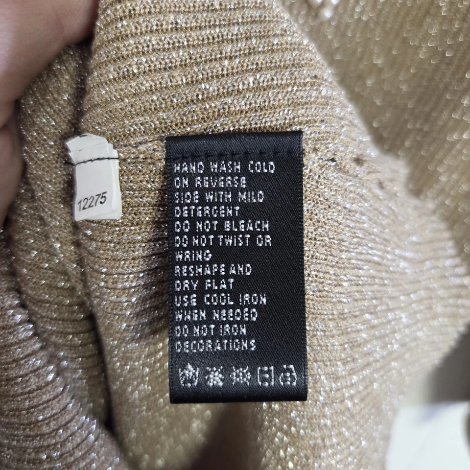 Top August Seda Metálico Dorado Deslumbrado con Lentejuelas y Perlas Talla Mediana Foto 4 de 4