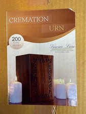 Border Engraved Rosewood Wooden Cremation Urn for Ashes - includes Velvet Bag