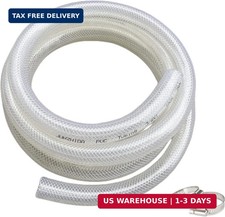 3/4" ID x 1" OD - 10 Ft High Pressure Braided Clear PVC Tubing Flexible Vinyl Tu
