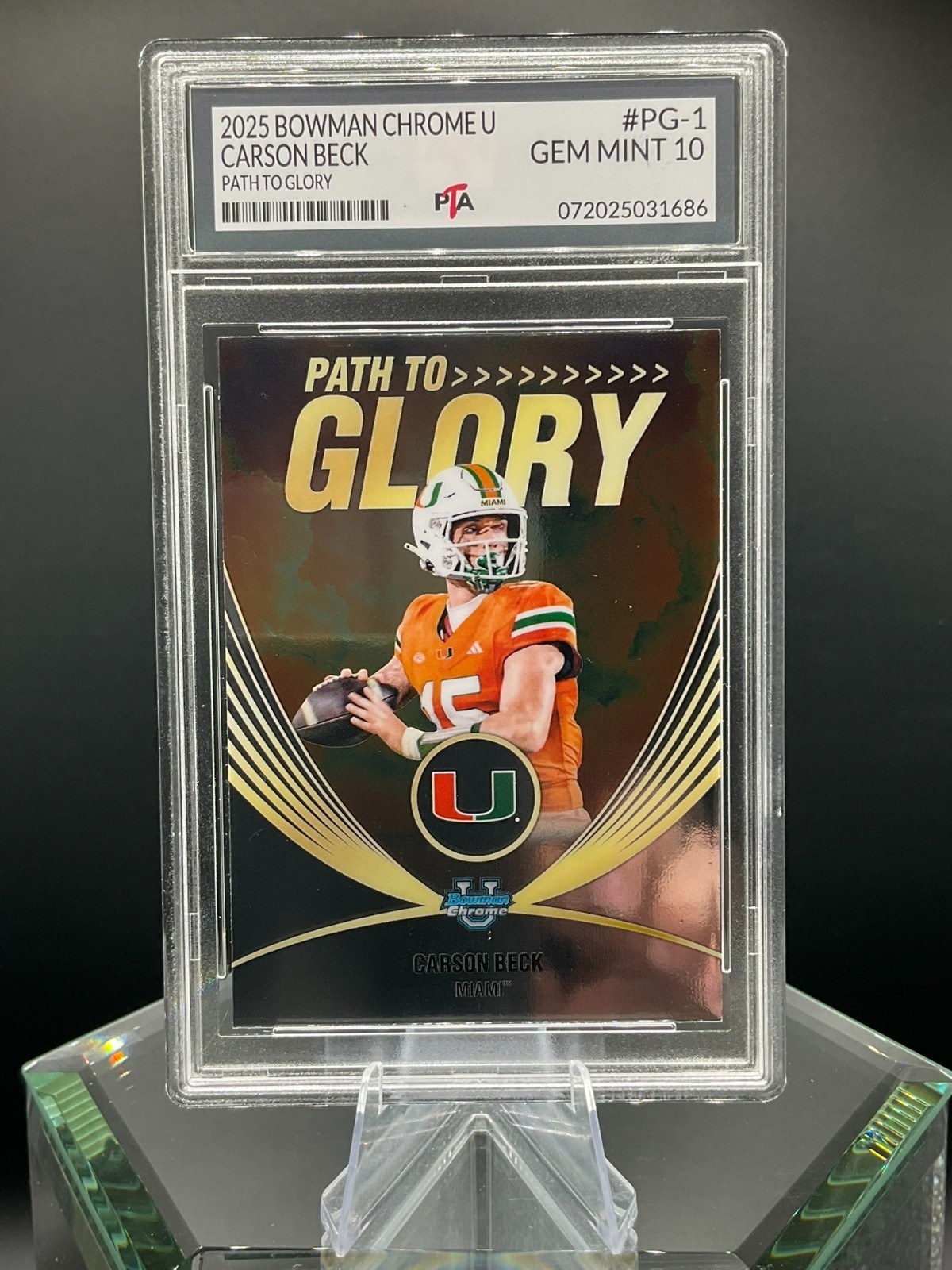 2025 Bowman Chrome U PG-1 Carson Beck PATH TO GLORY Cardinals GEM MINT PTA 10🔥