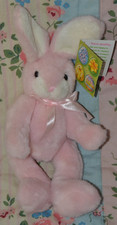 Peluche giocattolo morbido snodato coniglietto pasquale rosa Tesco taggato - alto circa 13"