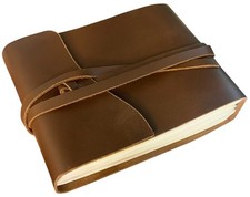 Vintage Leather Photo Album - Full Grain Scrapbook for Pictures, Medium Size