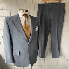 70s Vintage Monarch of Montana Gray Pinstripe 2pc Swanky Suit Size 44S Chest 46