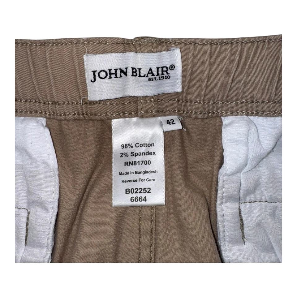 John Blair Para Hombres Cintura Elástica Bolsillos Carga Tiro Medio Marrón Informal Corto Talla 42 Foto 4 de 4