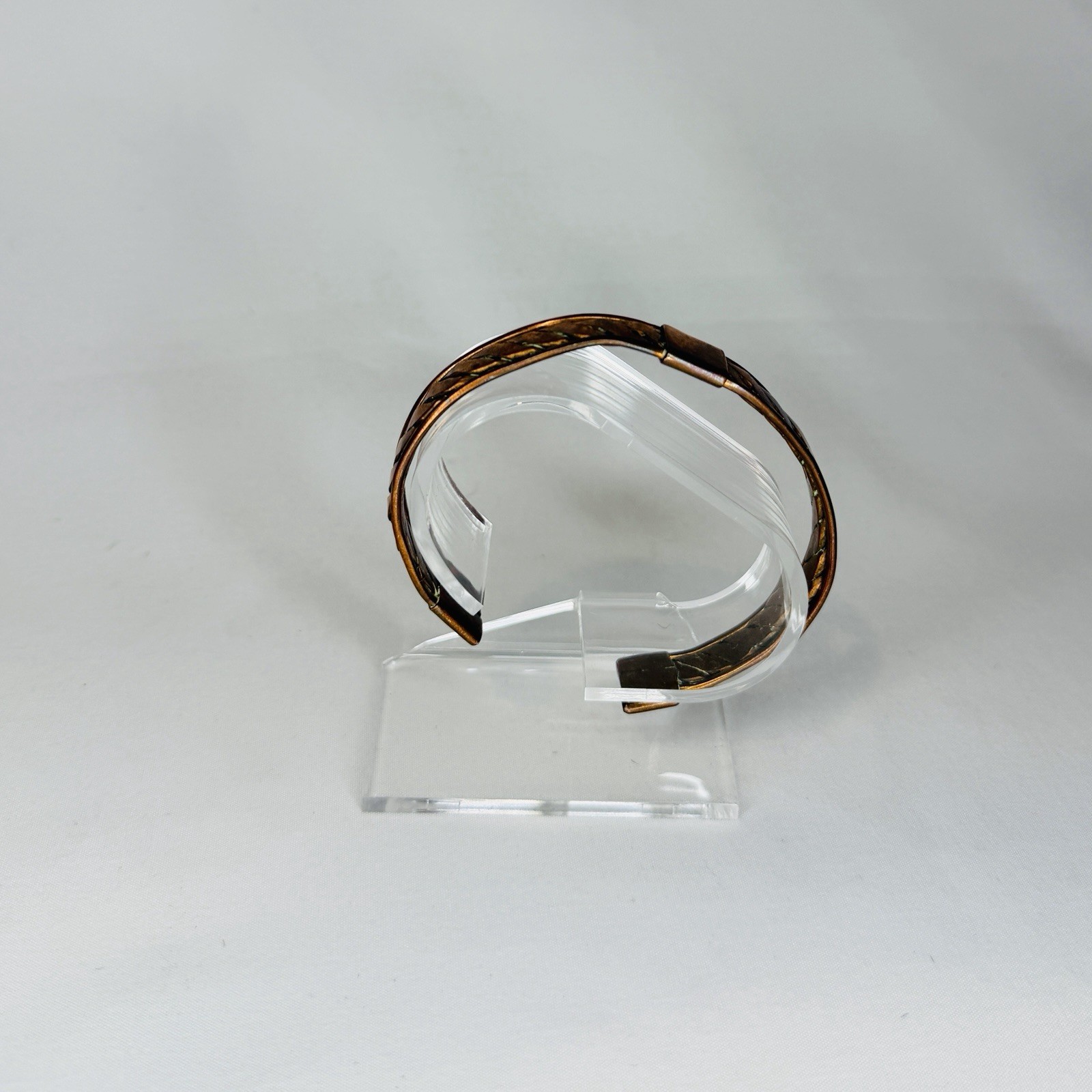 Vintage Braided Pattern Solid Copper Cuff Bracele… - image 2