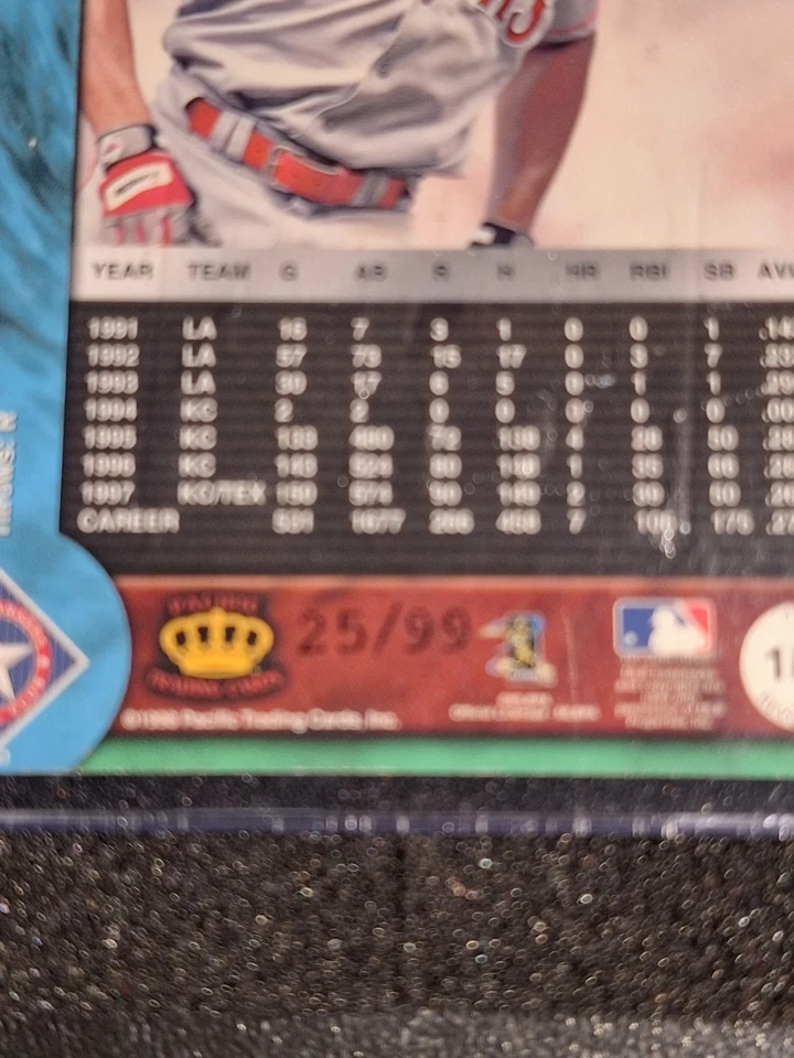 Tarjeta Tom Goodwin 1988 25/99 Texas Rangers n.º 143 Pacific Revolution rara Foto 3 de 3