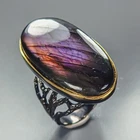 Jewellery 60 ct+ Natural Labradorite Ring 925 Sterling Silver Size 7.5 /R477529