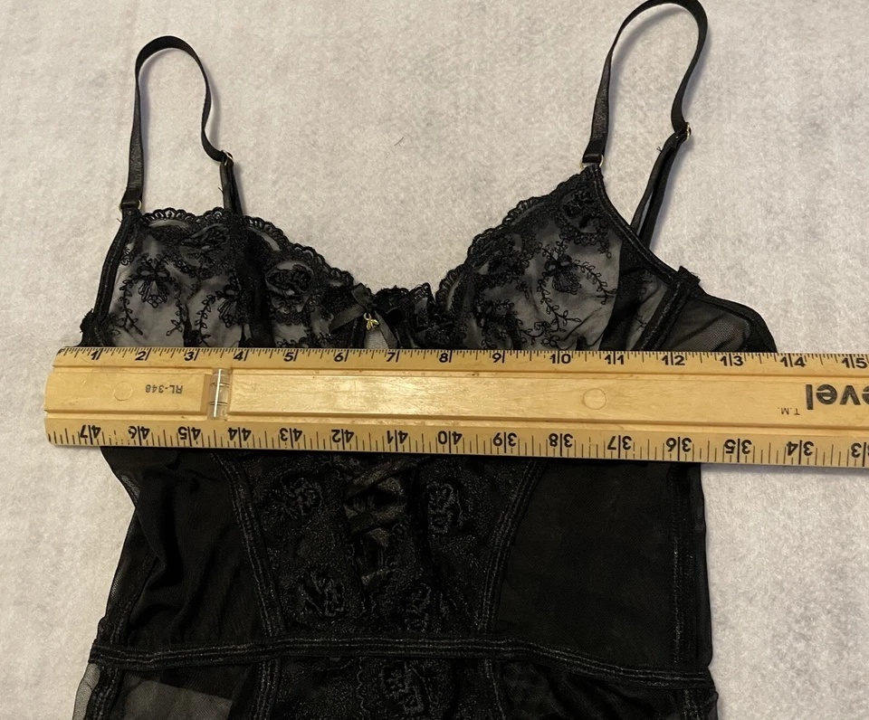 Seven Till Midnight  Corset Top Medium Lace Sheer Black Underwire Lace Up EE - Image 4 of 4