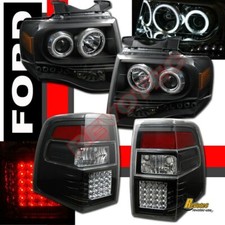 07-11 Ford Expedition Black G3 Halo Projector Headlights Led Tail Lights