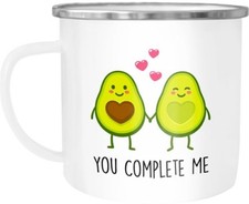 Emaille Tasse Becher Avocado Love - You complete me Kaffeetasse Geschenk Liebe