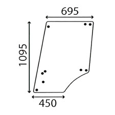 UPPER DOOR GLASS FOR JOHN DEERE 2250 2450 2650 2850 TRACTORS MC1 CC2 CAB.