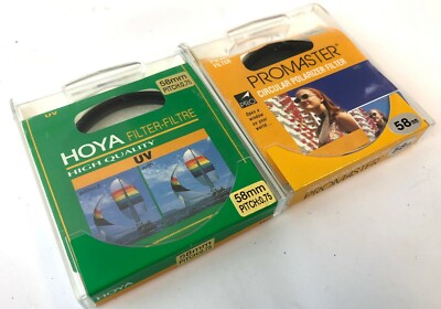 Pair Hoya 58mm UV Pitch 0.75 & Promaster Circular Polarizer Camera Lens Filters