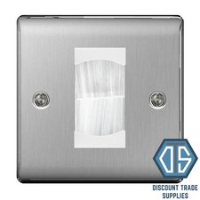 BG Nexus Brushed Steel Switches & Sockets Full Range Satin Chrome Grey Inserts