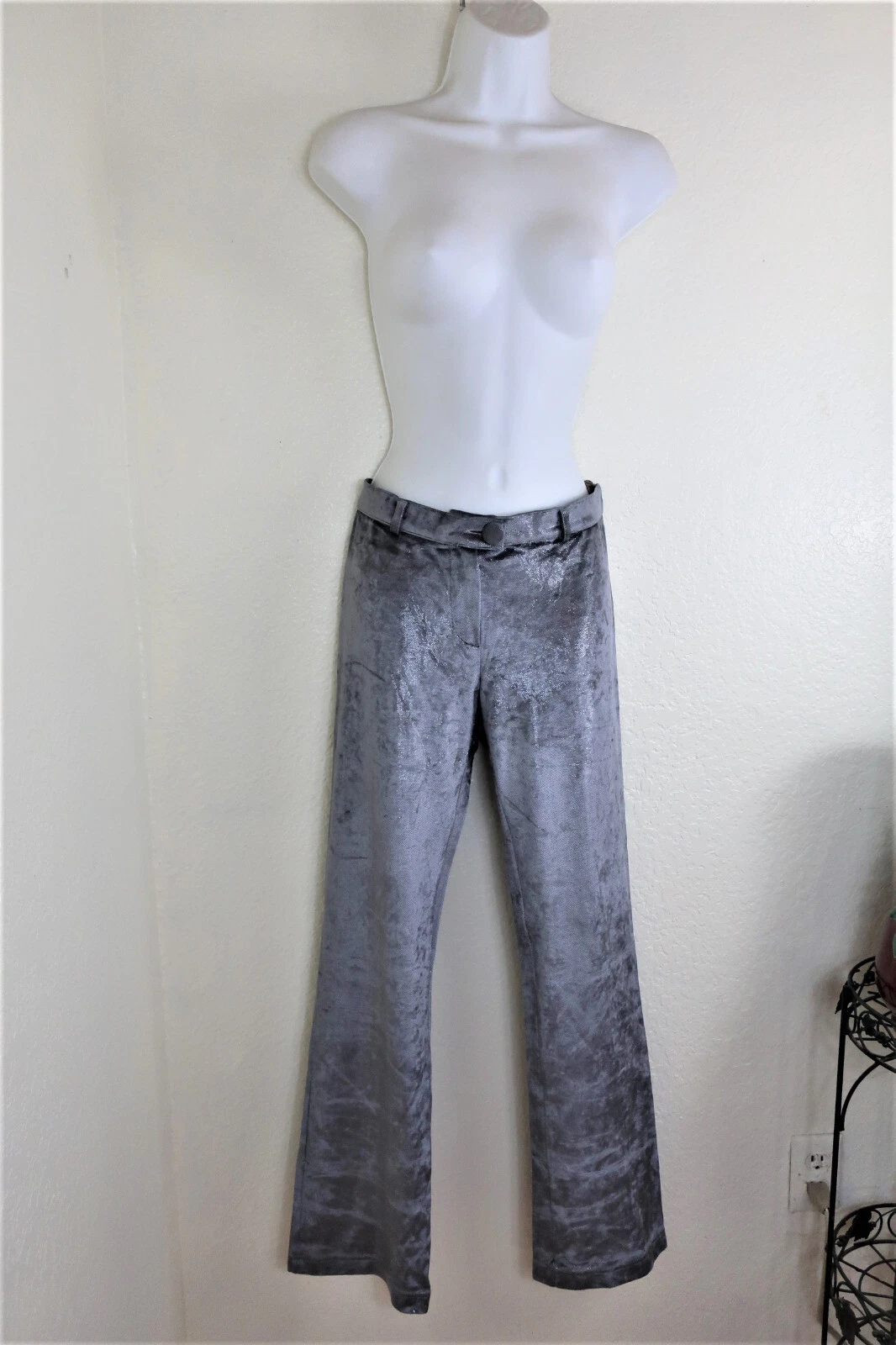 Pantaloni Moschino Velluto Shinny Disco Hip Hop Abito Pantaloni Gambe Larghe S M 42 6 7 8