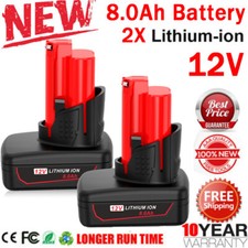 2Pack For Milwaukee for M12 LITHIUM 8.0Ah Extended Capacity Battery 48-11-2460